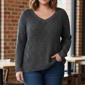 Jennifer Lopez Silver Metallic Sweater XL